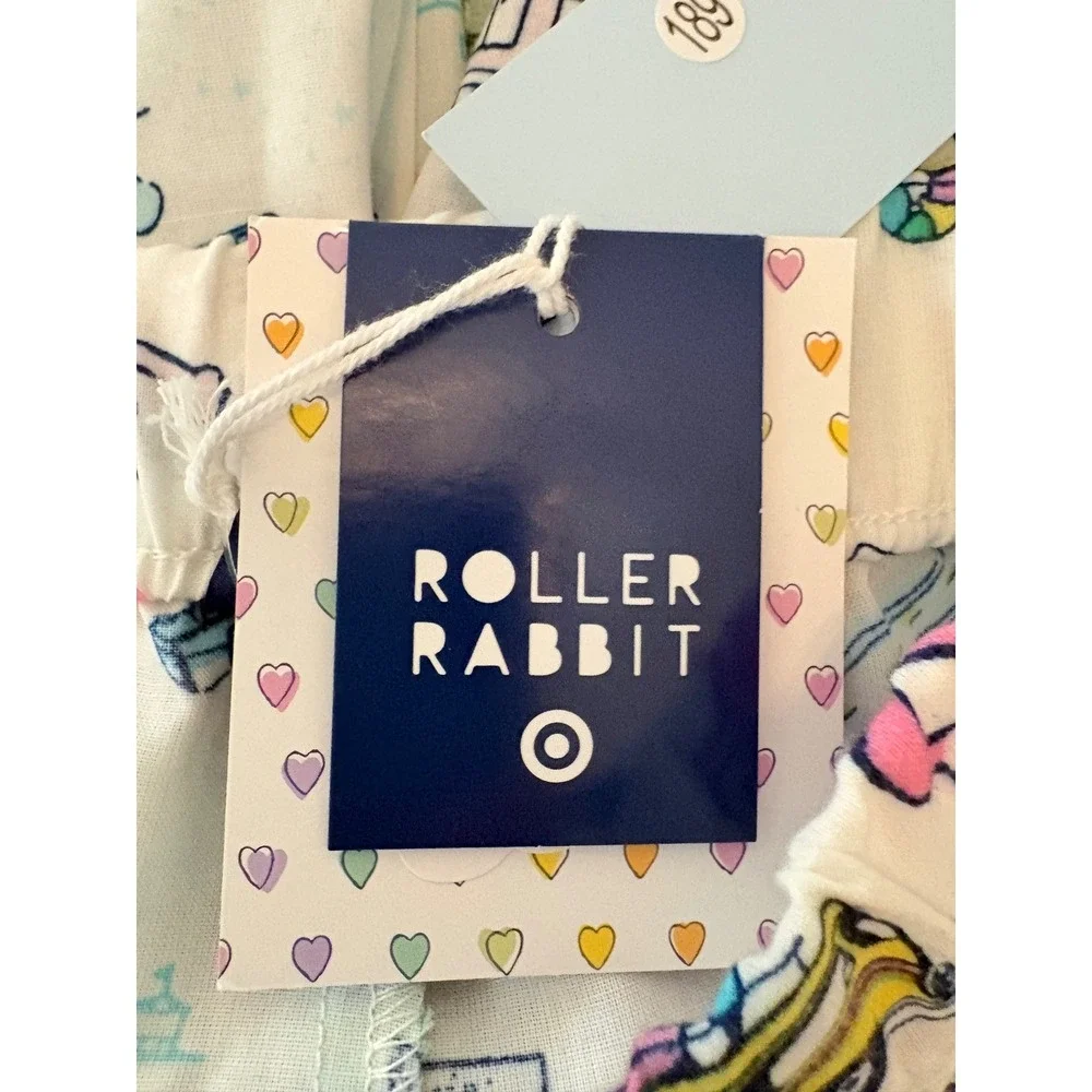 Roller Rabbit Target Boys Pajama‎ Pants White Road Trip Safari Print XS 4/5 NWT